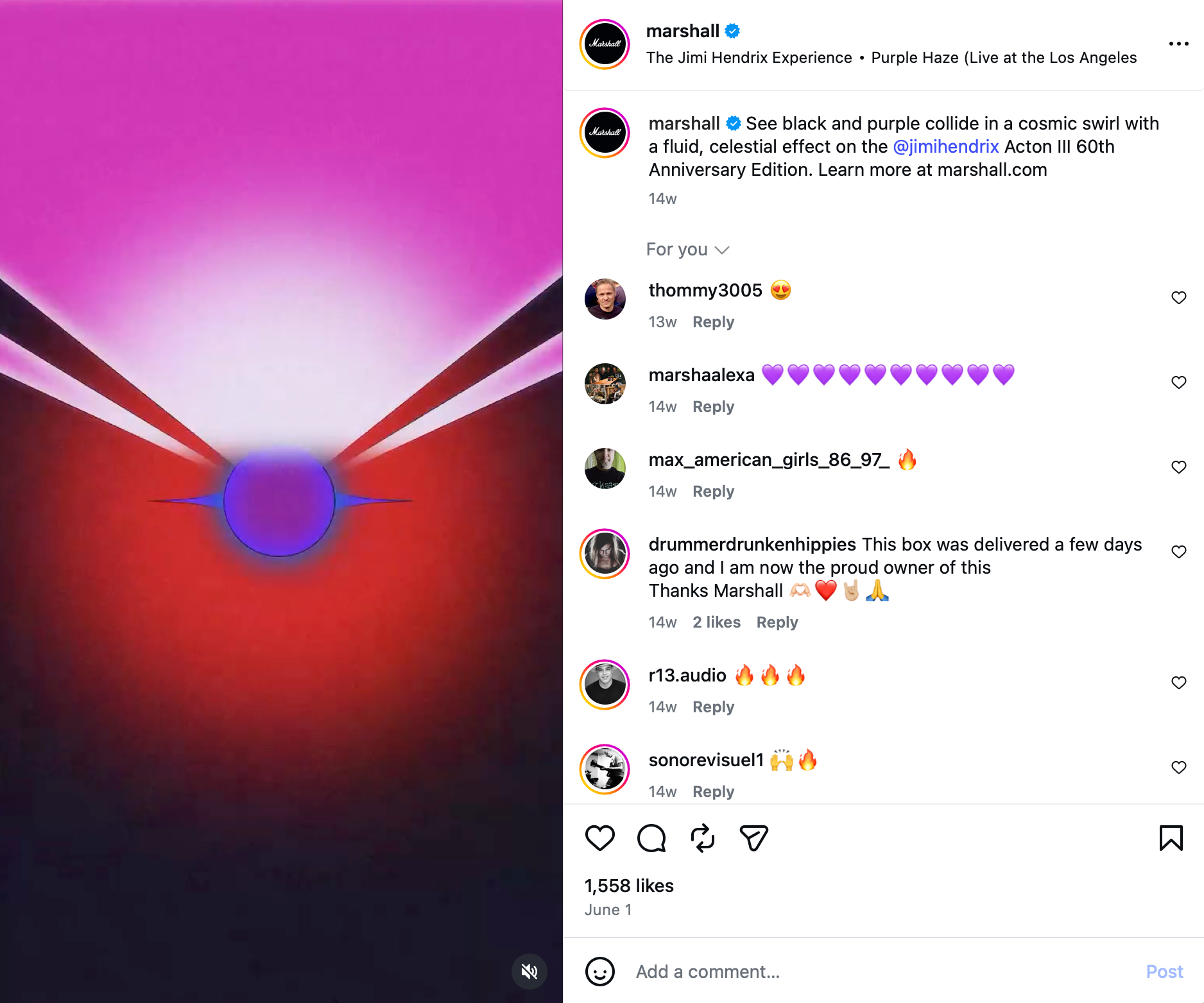 Marshall x Hendrix social media post 4