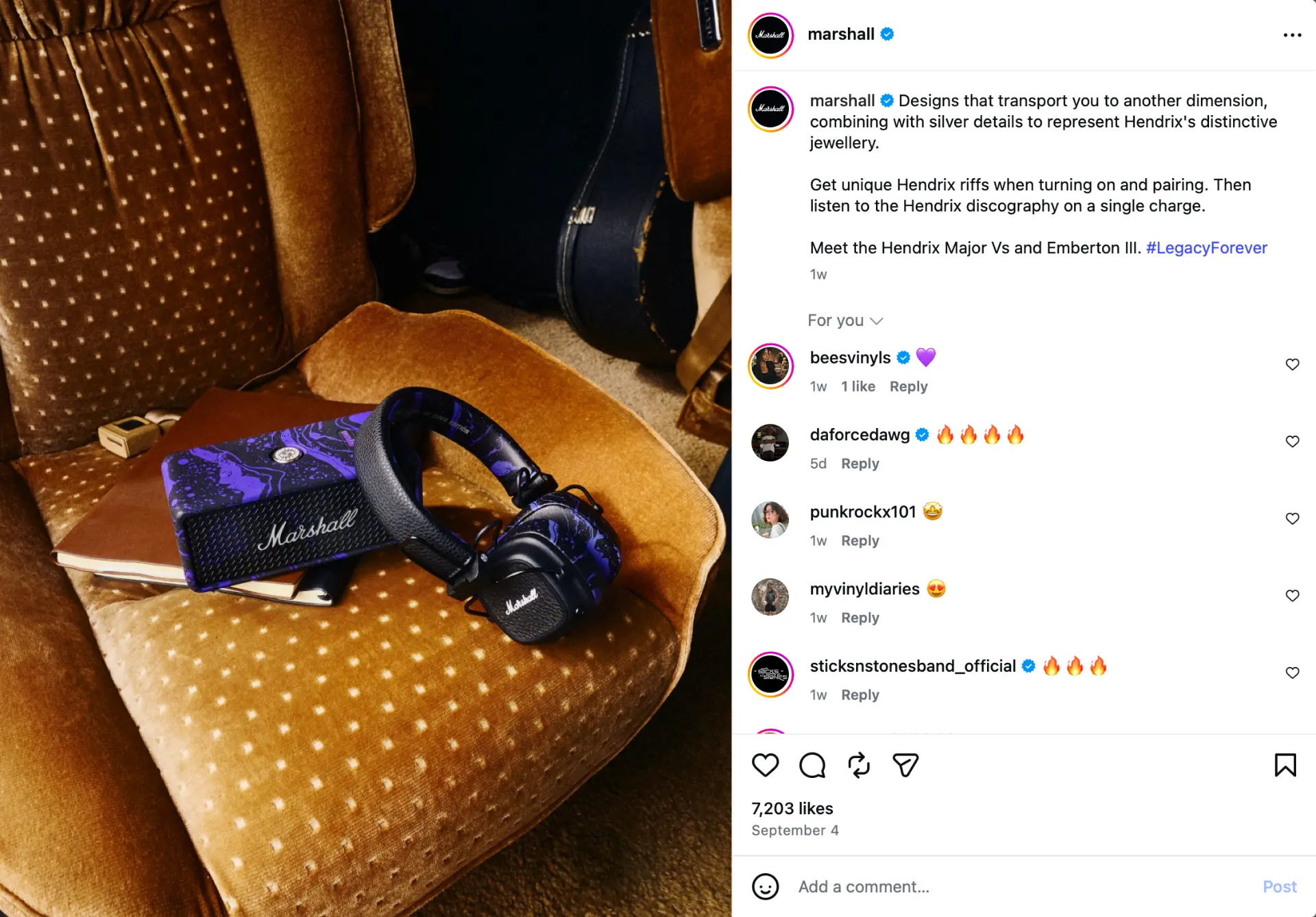 Marshall x Hendrix social media post 3