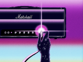 Marshall 60 Years of Hendrix legacy artwork with neon rays