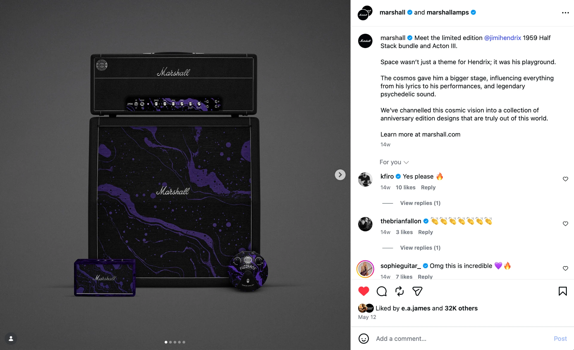 Marshall x Hendrix social media post 2